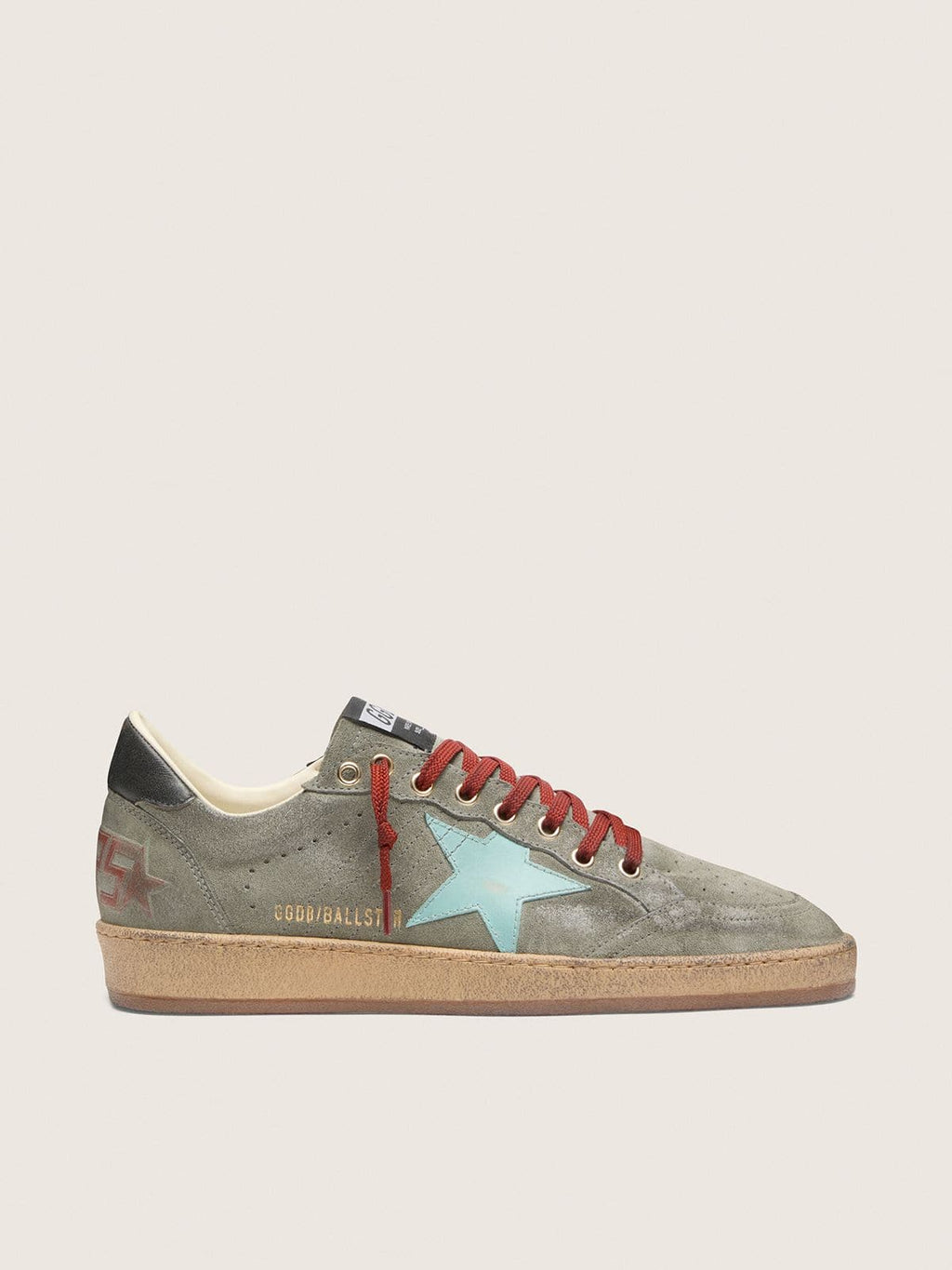 Golden Goose Ball Star Uomo in Suede Verde con Stella Verde Acqua