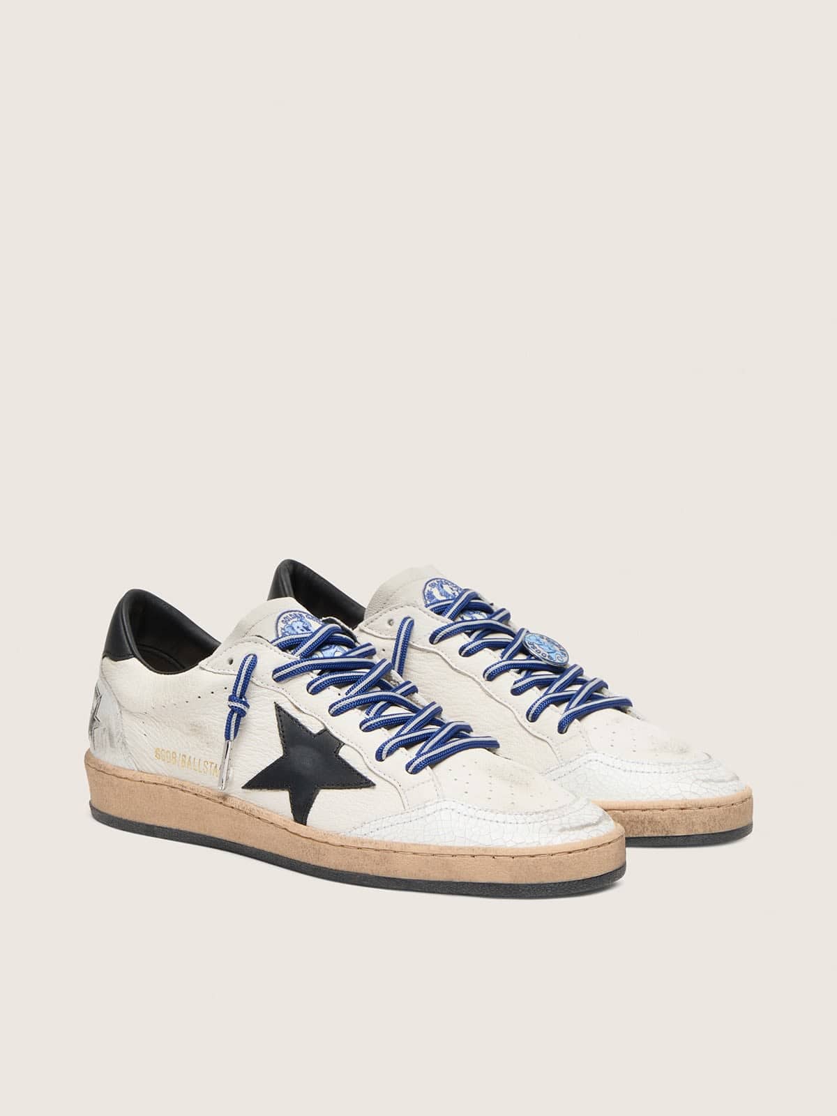 Golden Goose Ball Star Uomo Ltd in Nappa Bianca con Stella e Talloncino in Pelle Neri