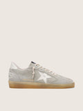 Golden Goose Ball Star Uomo in Suede Grigio Chiaro con Stella in Pelle Bianca