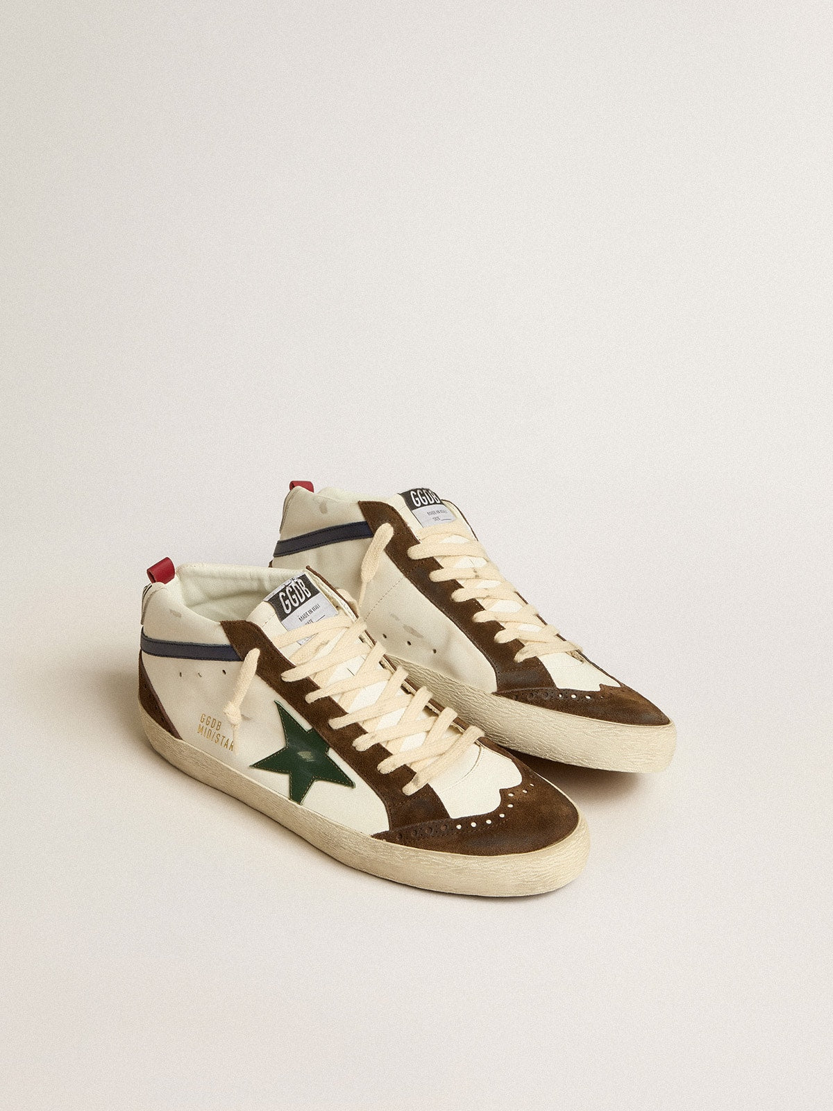 Golden Goose Mid Star con Stella in Pelle Verde e Virgola in Pelle Blu