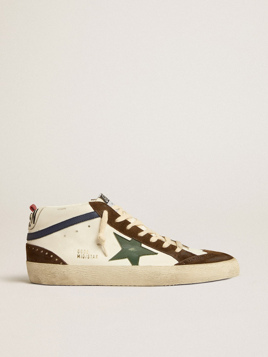 Golden Goose Mid Star con Stella in Pelle Verde e Virgola in Pelle Blu
