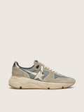 Golden Goose Running Sole in Suede Grigio con Stella Bianca e Talloncino Bianco