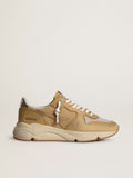 Golden Goose Running Sole in Pelle Nabuk Beige con Stella in Pelle Beige