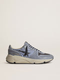 Golden Goose Running Sole Uomo in Nylon e Nabuk Azzurro con Stella Nera