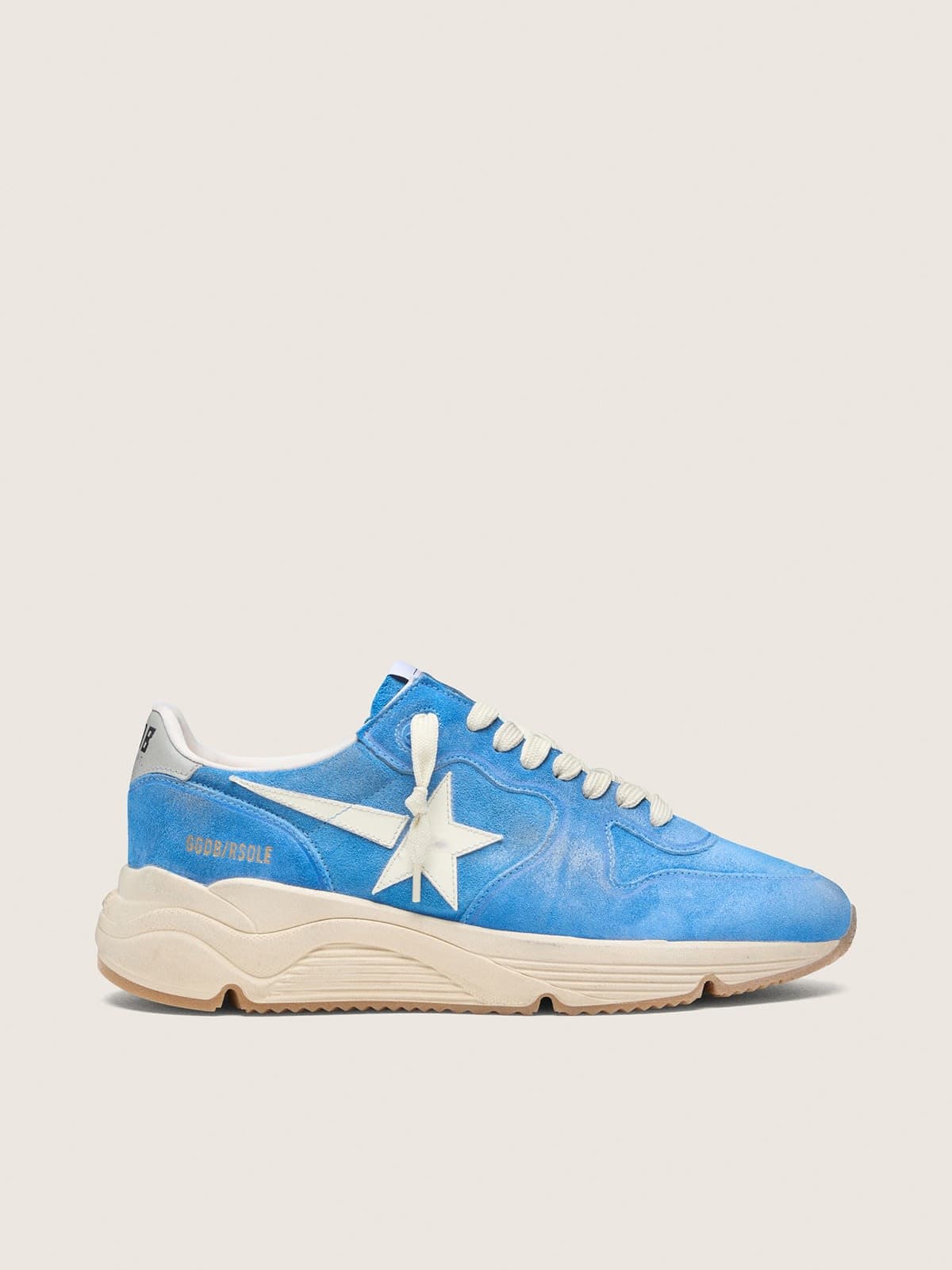 Golden Goose Running Sole Uomo in Suede Bluette con Stella Bianca