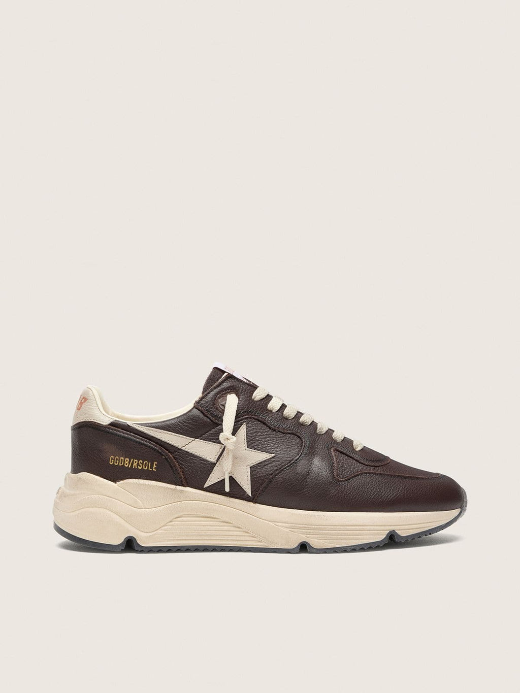 Golden Goose Running Sole Uomo in Pelle Marrone con Stella Crema