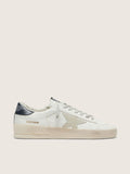 Golden Goose Stardan Uomo con Stella in Suede Grigio Ghiaccio e Talloncino Blu