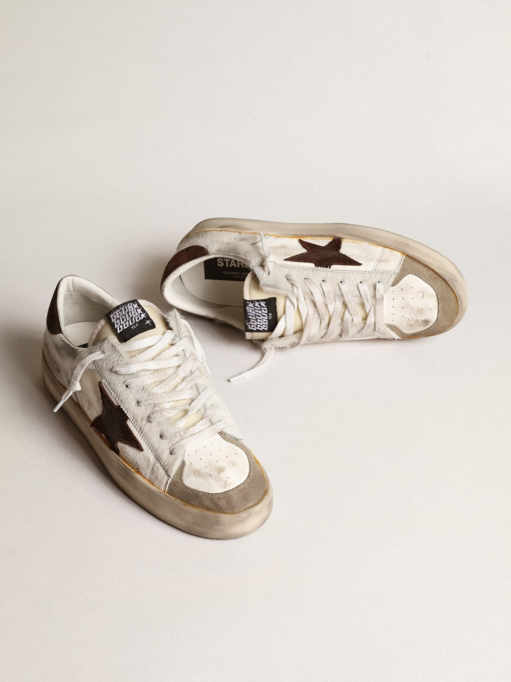 Golden Goose Stardan Uomo in Nappa e Cavallino con Stella in Suede Marrone