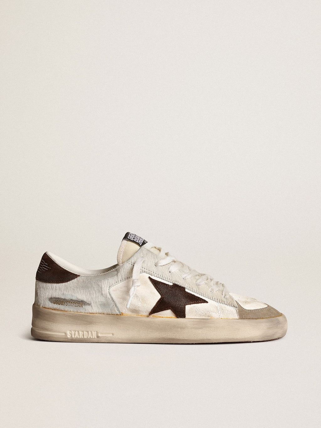 Golden Goose Stardan Uomo in Nappa e Cavallino con Stella in Suede Marrone