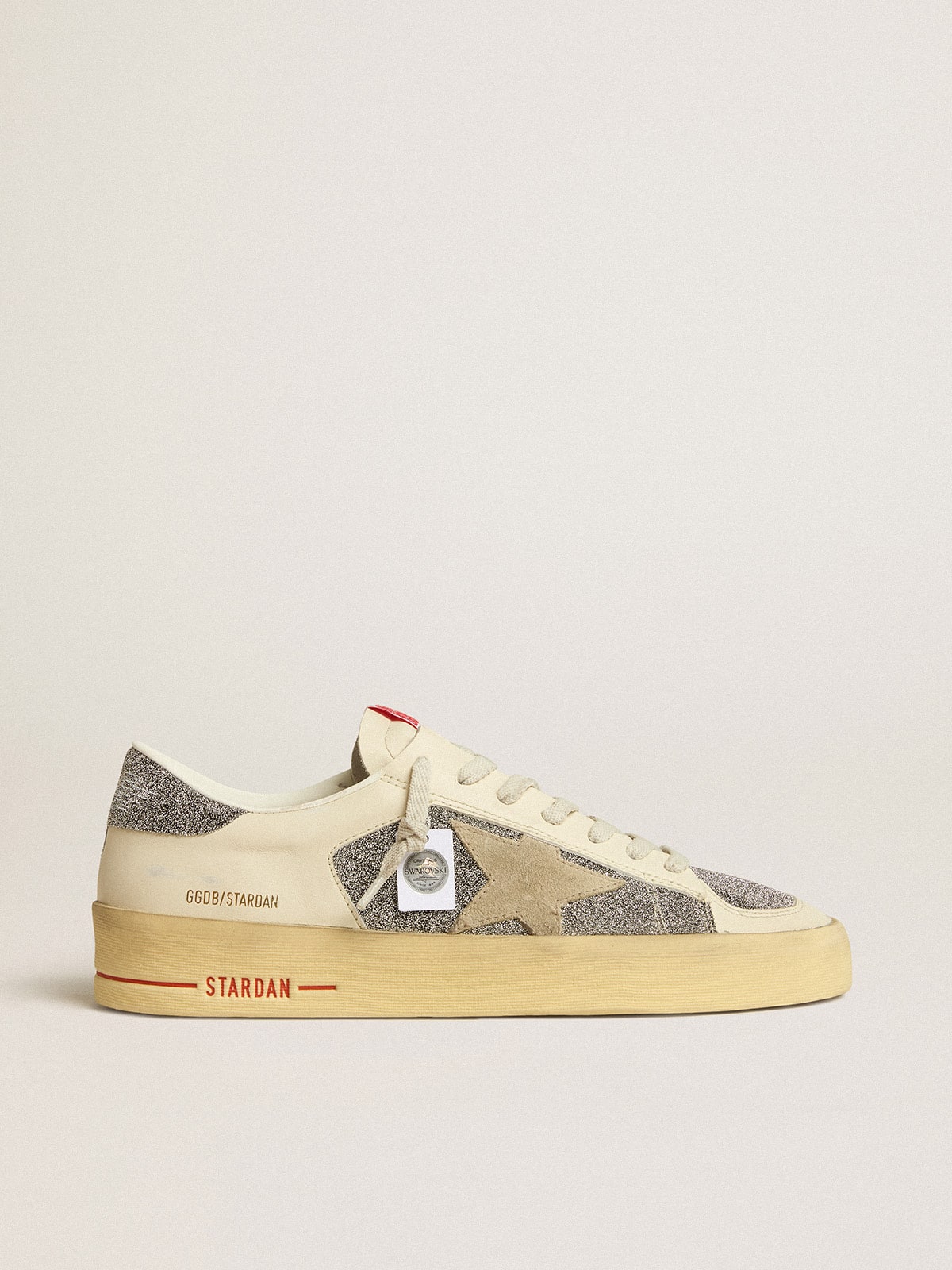Golden Goose Stardan Uomo in Suede con Stella Sabbia e Inserti in Cristalli Swarovski