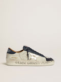 Golden Goose Stardan Uomo in Nabuk con Stella in Pelle Laminata e Talloncino in Nappa Blu