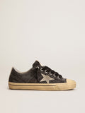 Golden Goose V Star Uomo  in Canvas Nero con Stella e Talloncino Color Ghiaccio