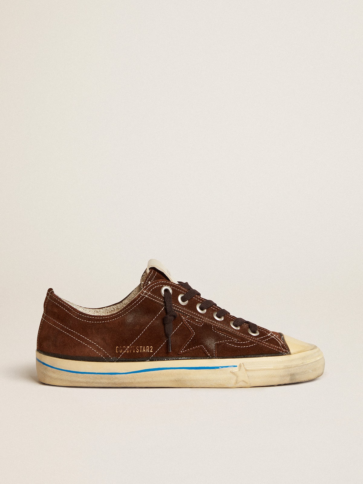 Golden Goose V Star Ltd Uomo in Suede Color Marrone Scuro con Stella Ton sur Ton