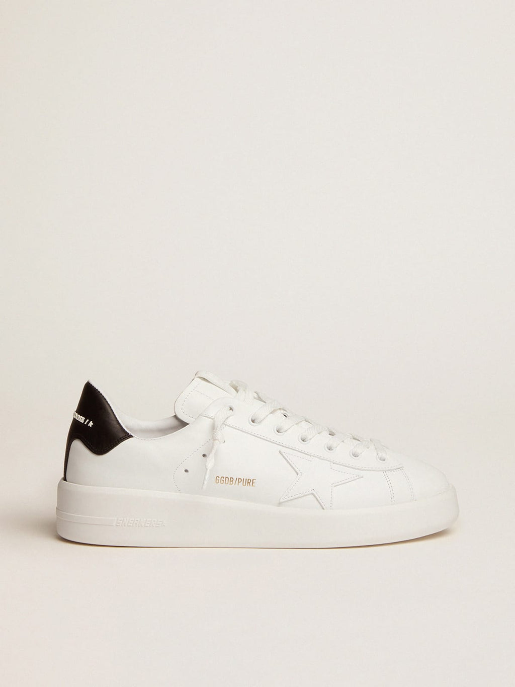 Golden Goose Purestar Uomo con Stella in Pelle Bianca e Talloncino in Pelle Nero