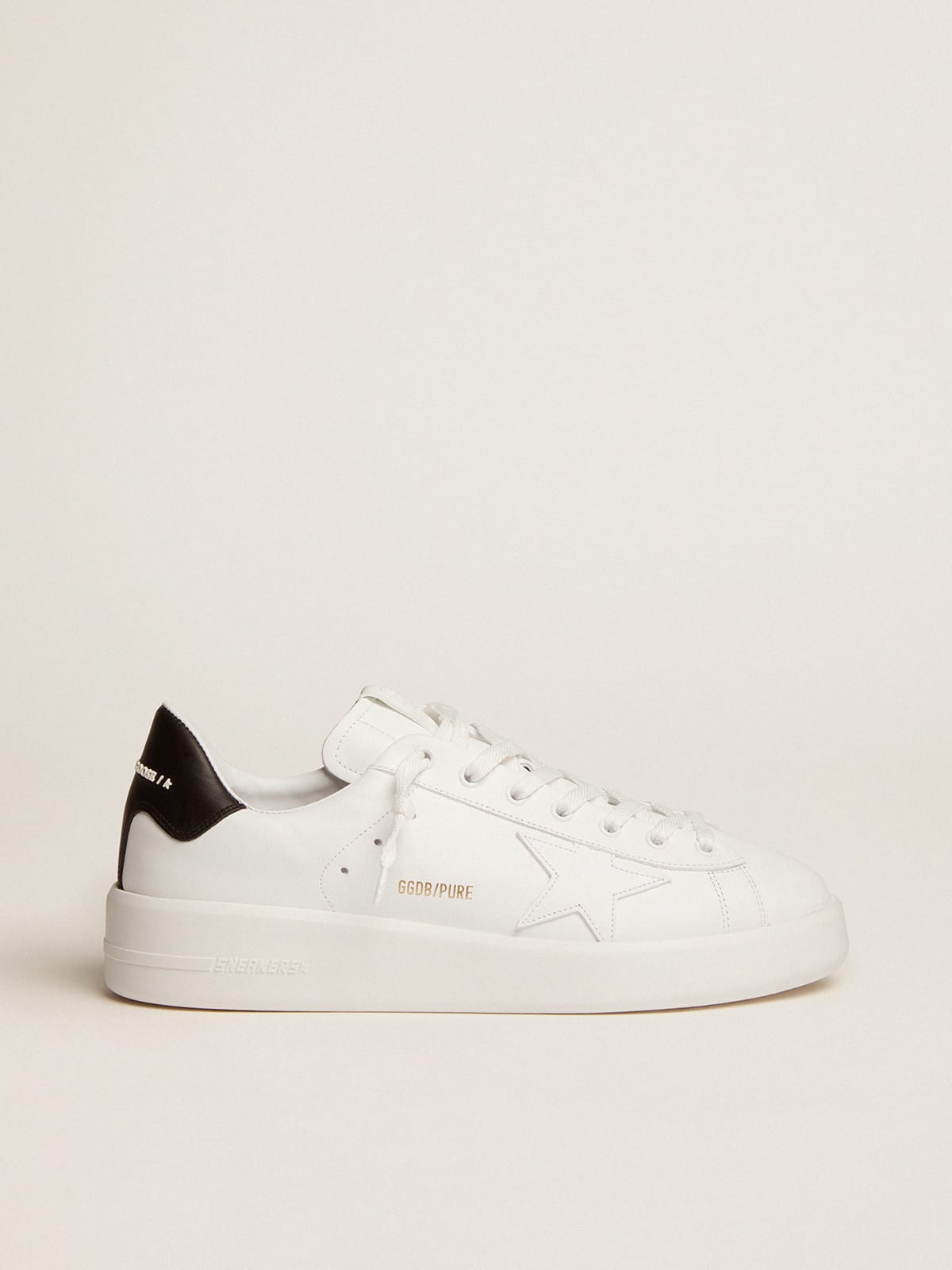 Golden Goose Purestar Uomo con Stella in Pelle Bianca e Talloncino in Pelle Nero