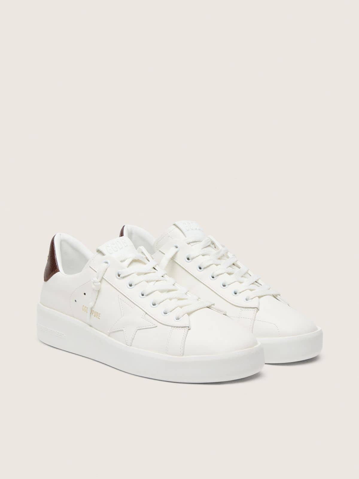 Golden Goose Purestar con Stella Bianca e Talloncino con Stampa Lucertola Bordeaux