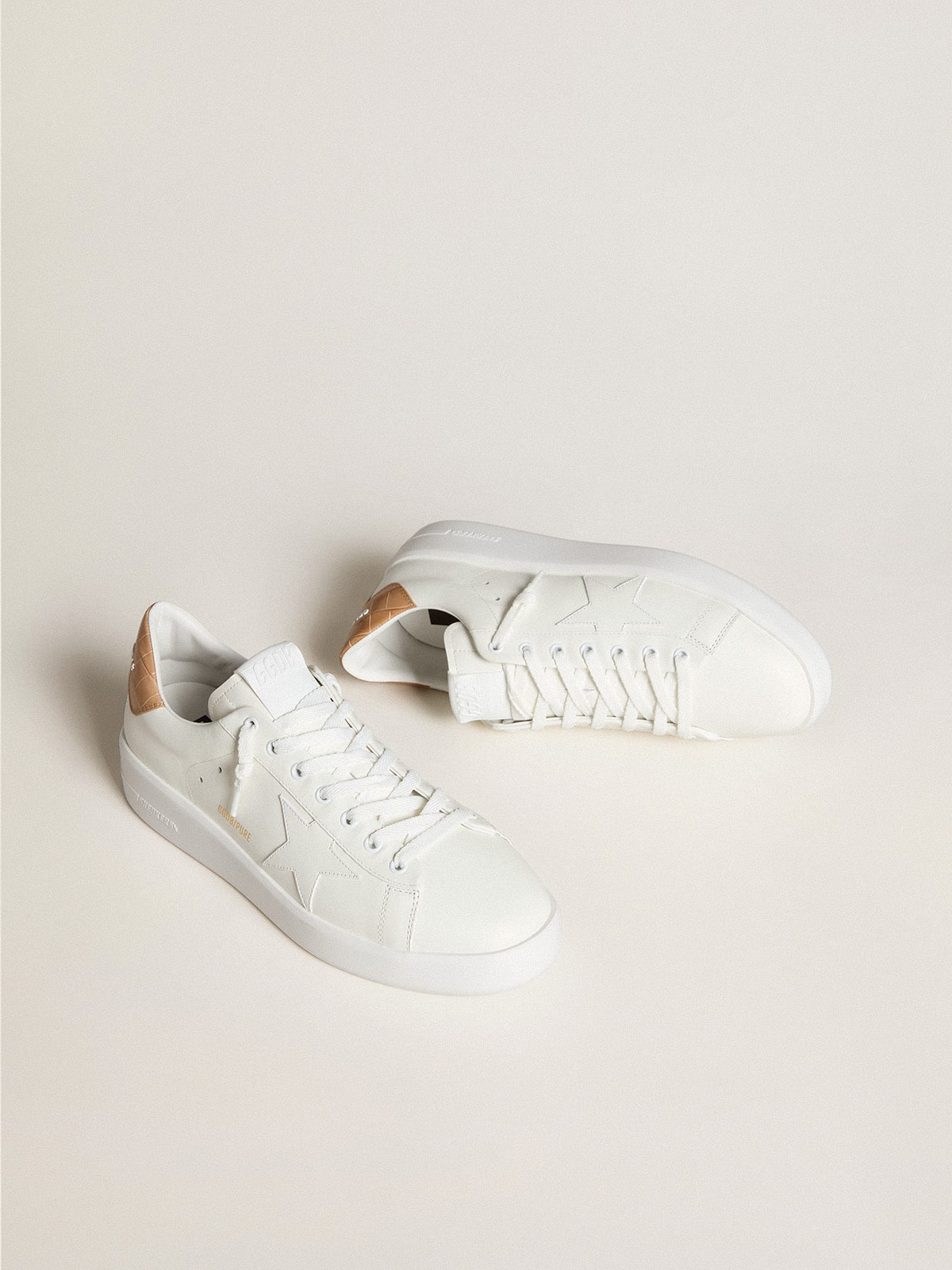Golden Goose Purestar Uomo con Stella in Pelle e Talloncino in Pelle con Stampa Cocco