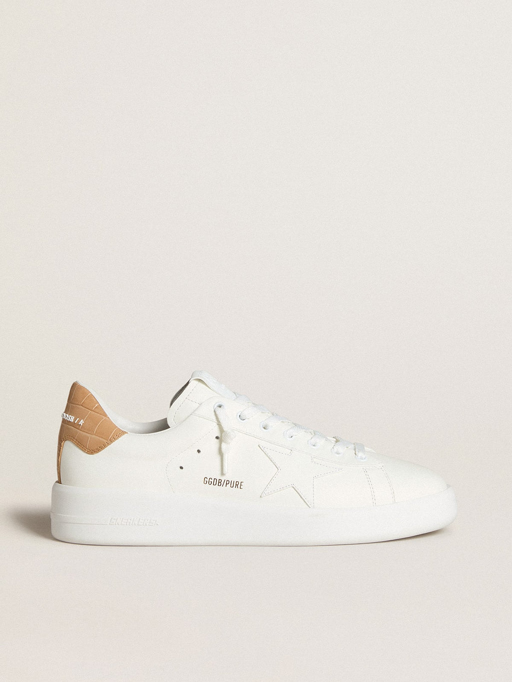 Golden Goose Purestar Uomo con Stella in Pelle e Talloncino in Pelle con Stampa Cocco