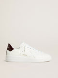 Golden Goose Purestar Uomo con Stella in Pelle Bianca e Talloncino in Pelle Bordeaux Cocco