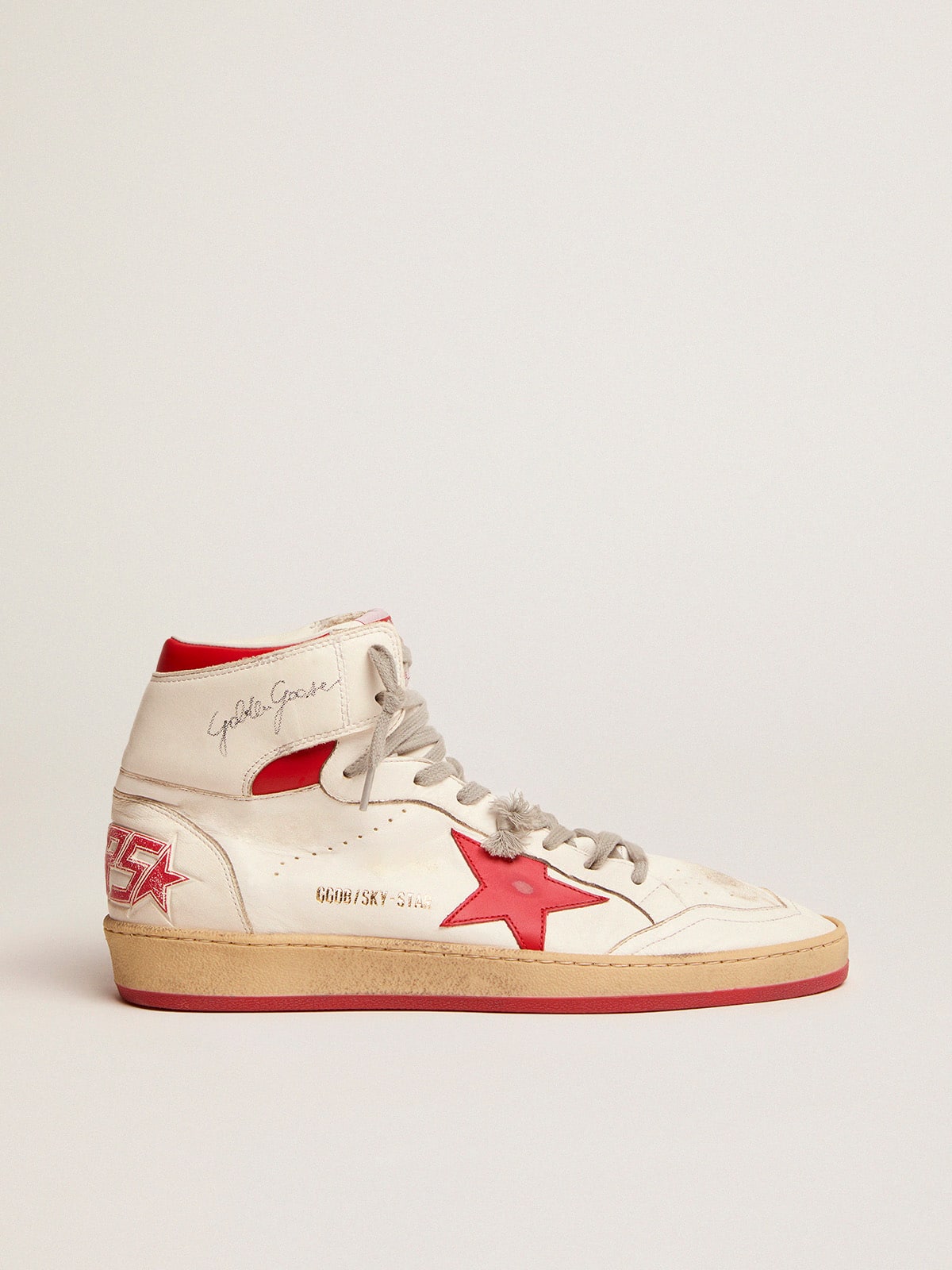 Golden Goose Sky Star Uomo con Firma Sulla Caviglia e Inserti Rossi