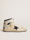 Golden Goose Sky Star Uomo in Nylon Color Panna e Pelle con Stella in Suede Blu