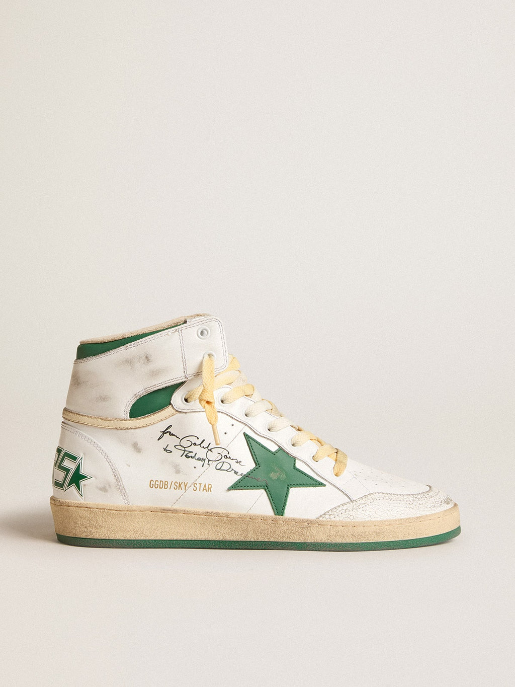 Golden Goose Sky Star in Pelle Bianca con Stella in Pelle Verde