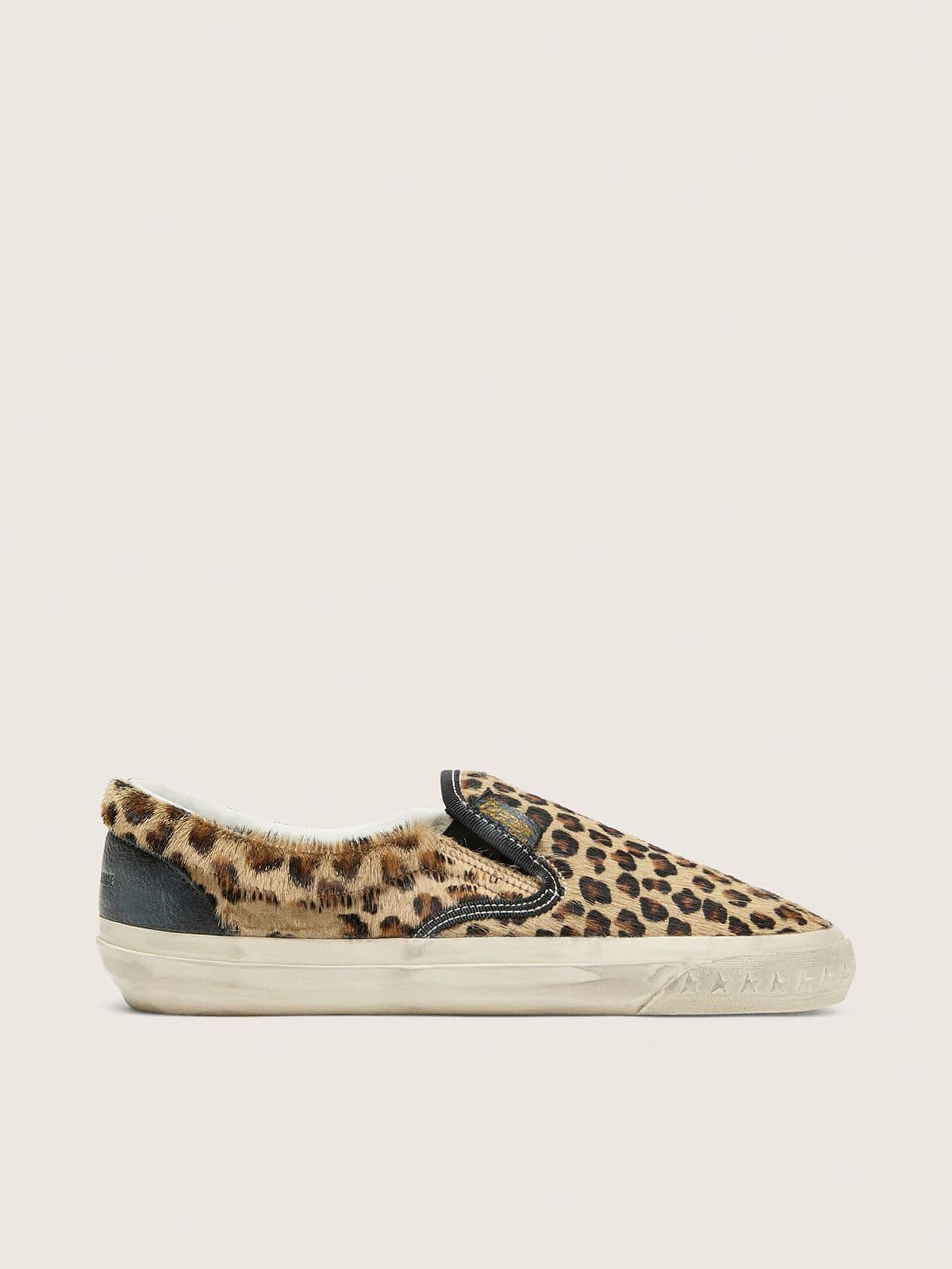 Golden Goose Vce Penstar Uomo in Cavallino Leopardato con Talloncino in Pelle Nera