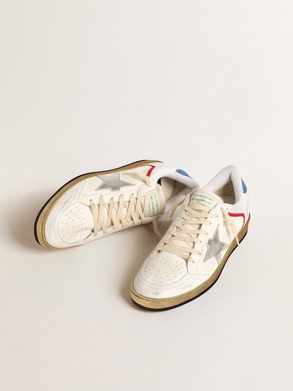 Golden Goose Ball Star in Nappa e Rete con Stella in Pelle Laminata Argento