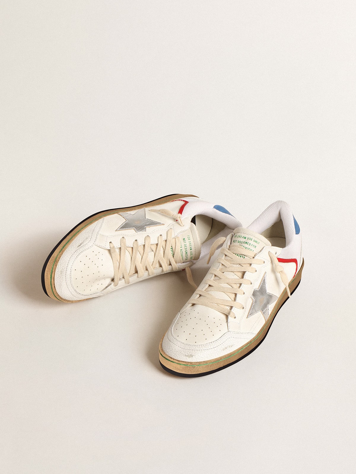 Golden Goose Ball Star in Nappa e Rete con Stella in Pelle Laminata Argento
