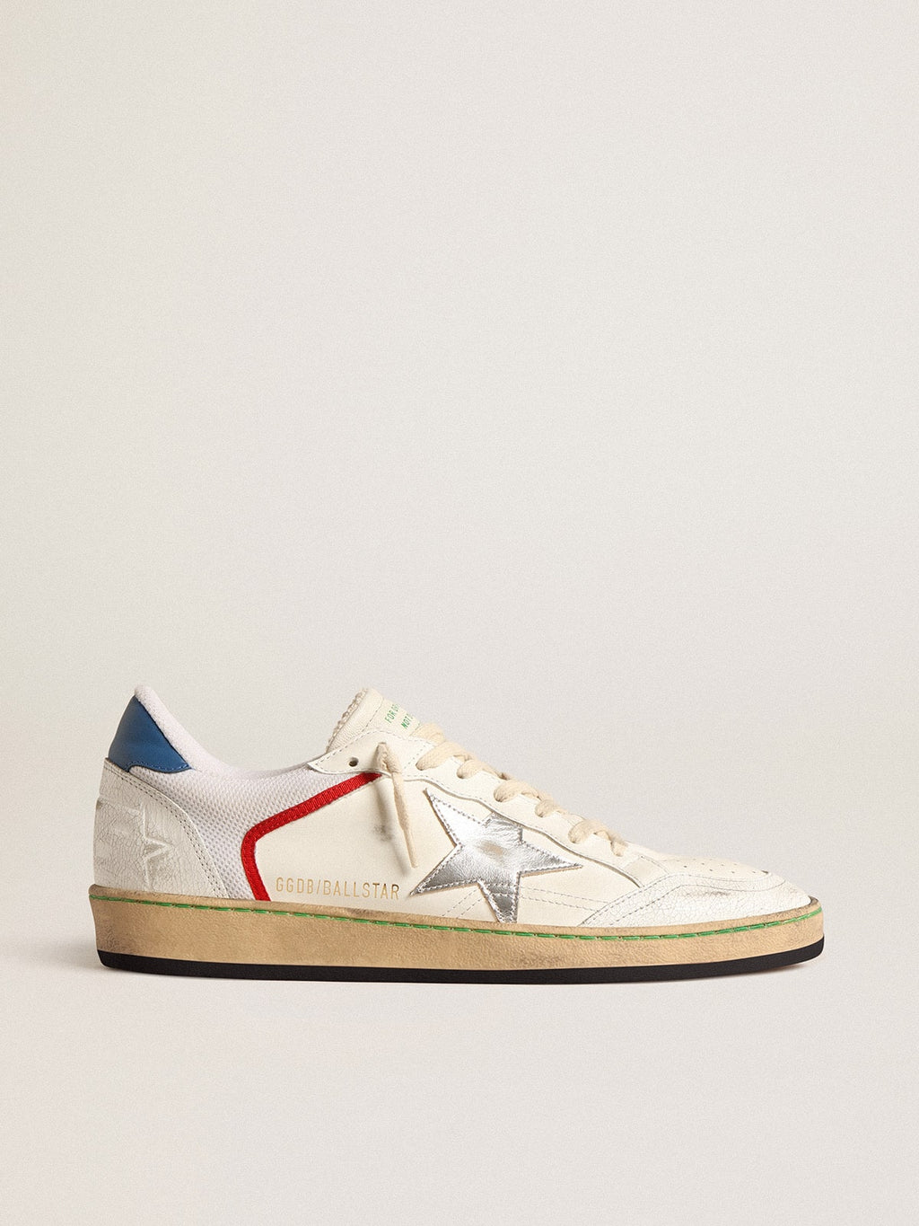 Golden Goose Ball Star in Nappa e Rete con Stella in Pelle Laminata Argento