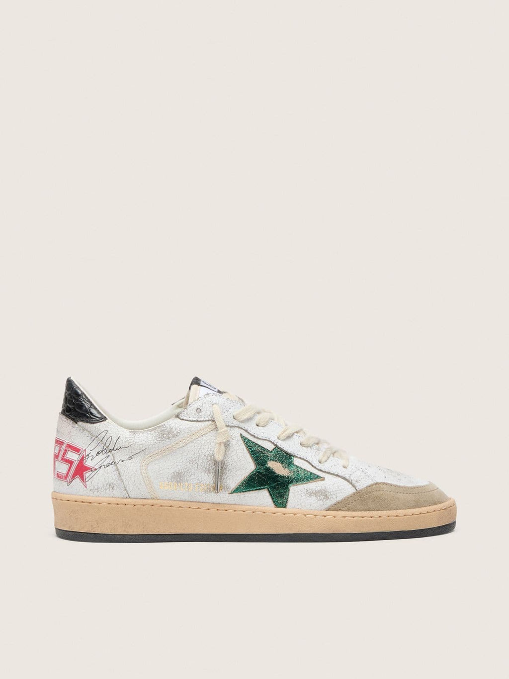 Golden Goose Ball Star Uomo con Stella in Pelle Laminata e Talloncino in Pelle Grigia
