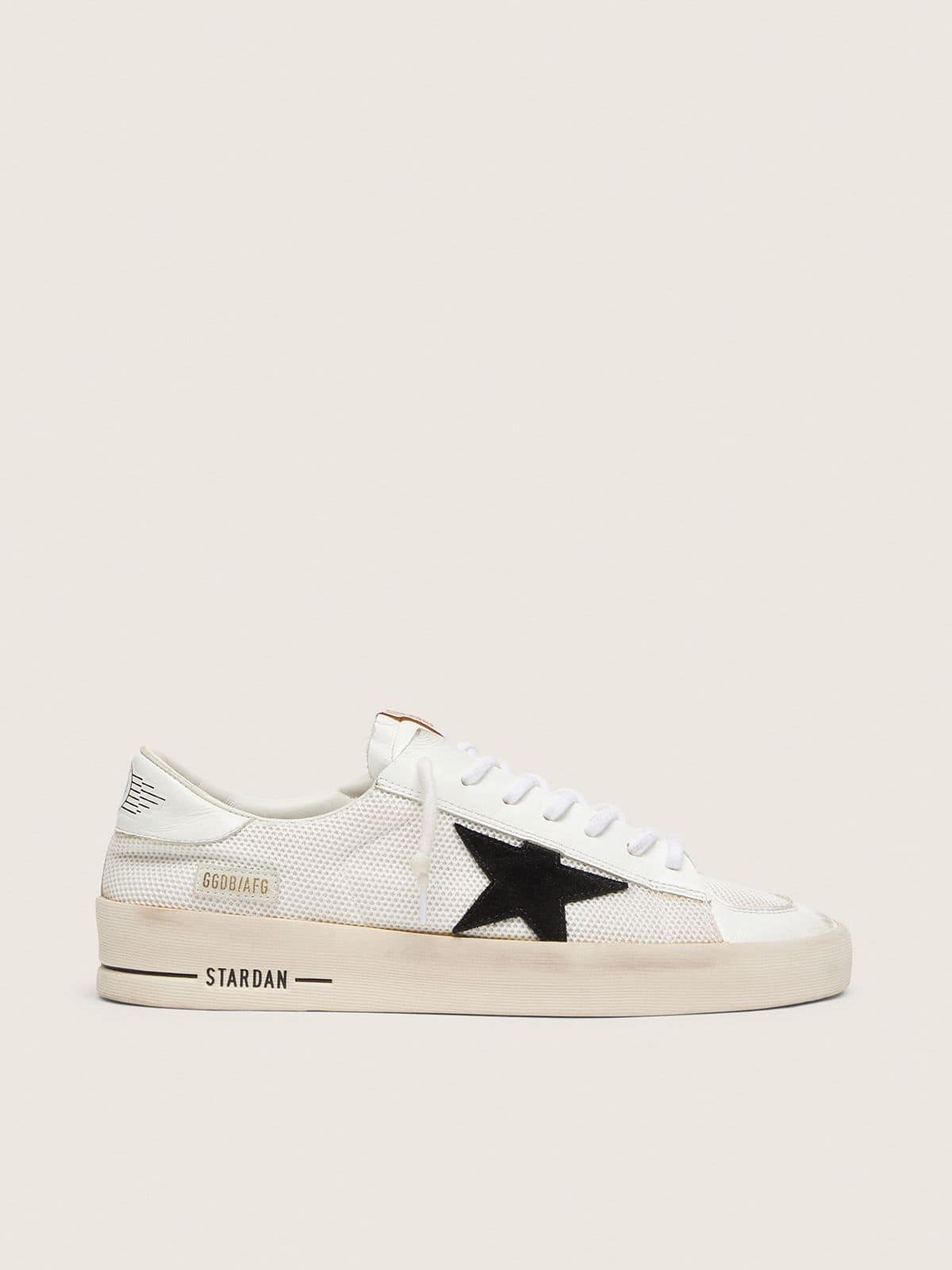 Golden Goose Stardan Uomo in Rete Bianca con Stella in Suede Nero