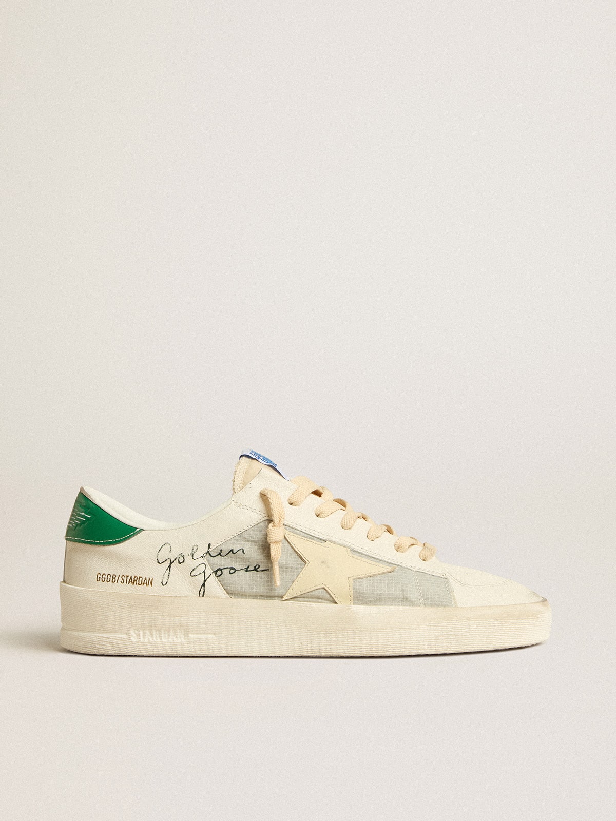 Golden Goose Stardan in Nappa Bianca con Stella in Pelle Color Crema