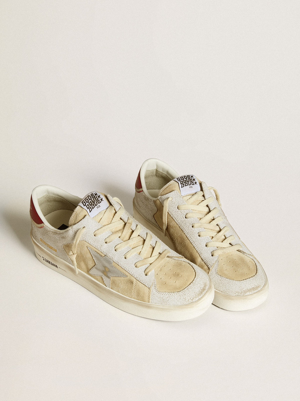 Golden Goose Stardan Uomo in Nabuk e Pelle Crackl  con Stella in Pelle Laminata Argento