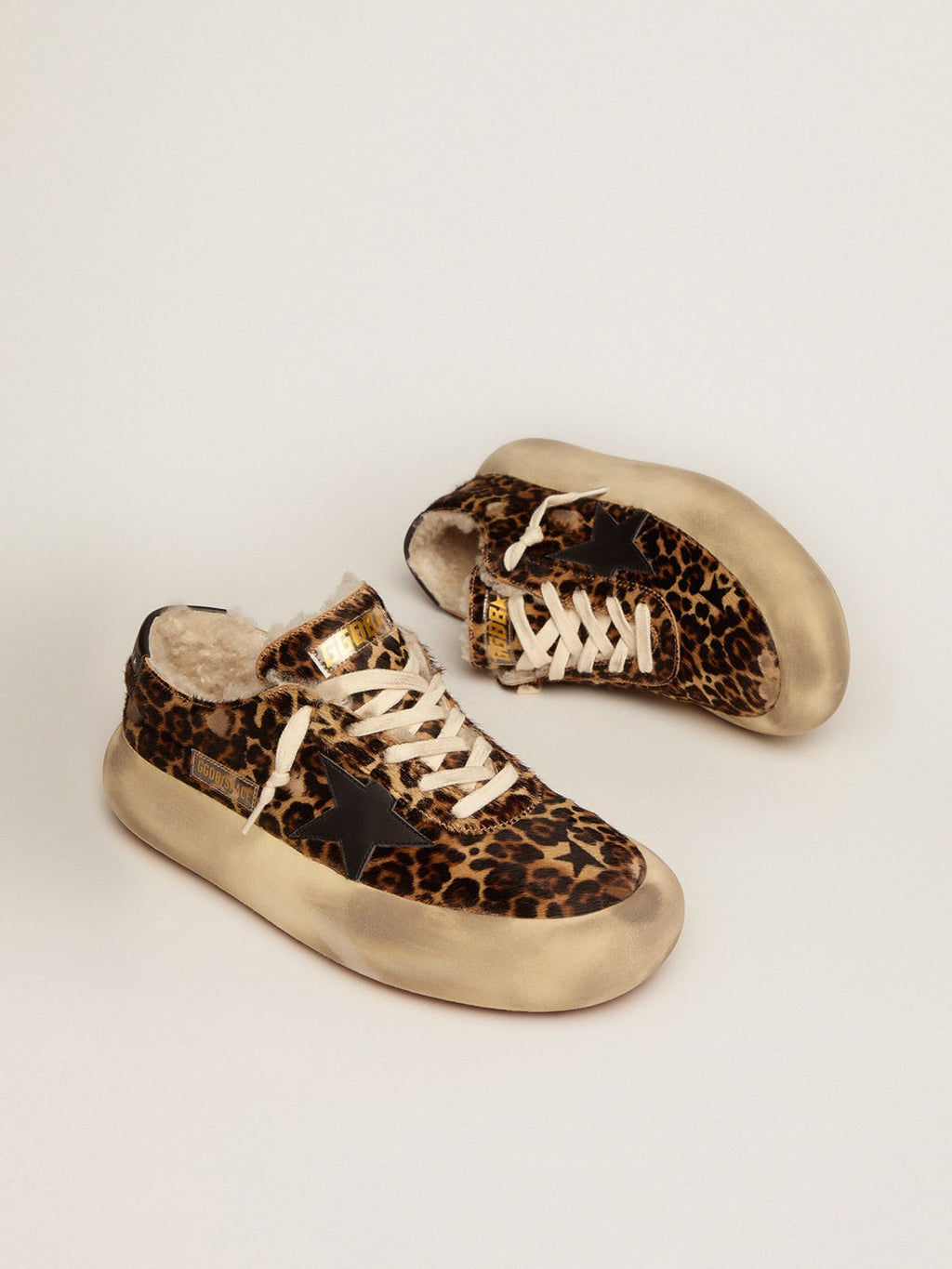 Golden Goose Space Star Uomo in Cavallino Animalier e Fodera in Shearling