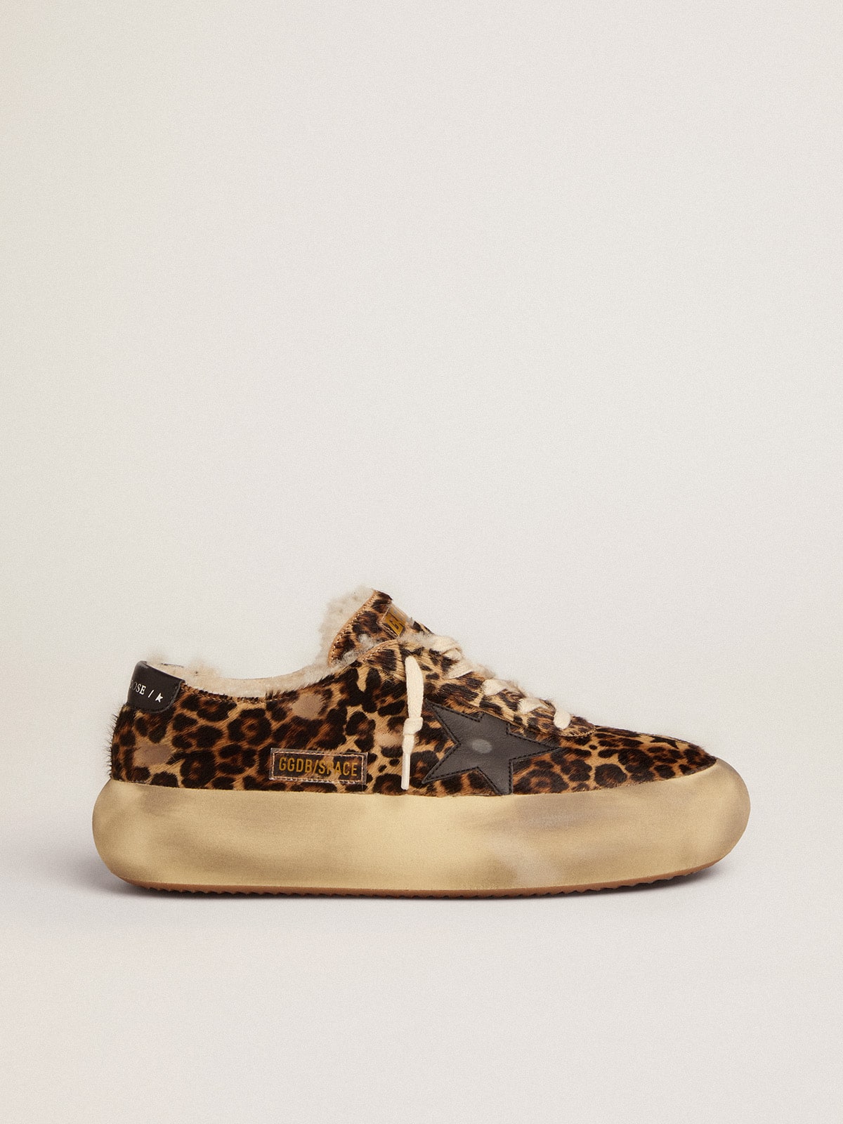 Golden Goose Space Star Uomo in Cavallino Animalier e Fodera in Shearling