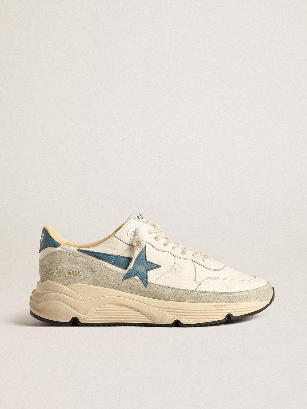 Golden Goose Running Sole in Nappa con Stella in Pelle Blu e Inserto in Suede