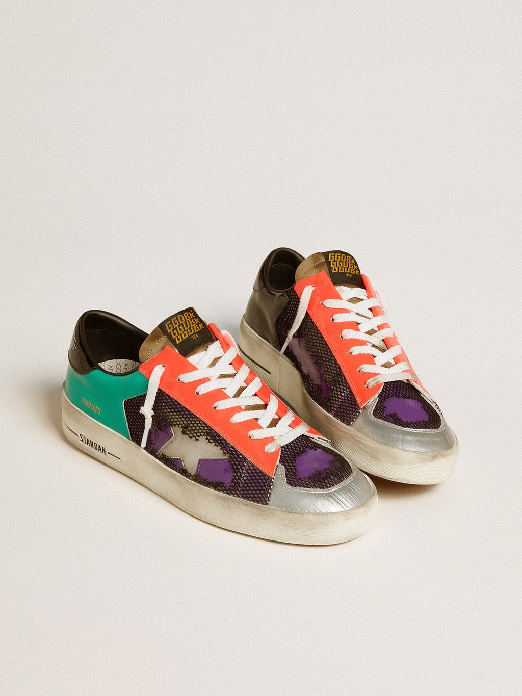 Golden Goose Stardan Uomo Lab in Pelle Verniciata e Rete con Stella in Gomma