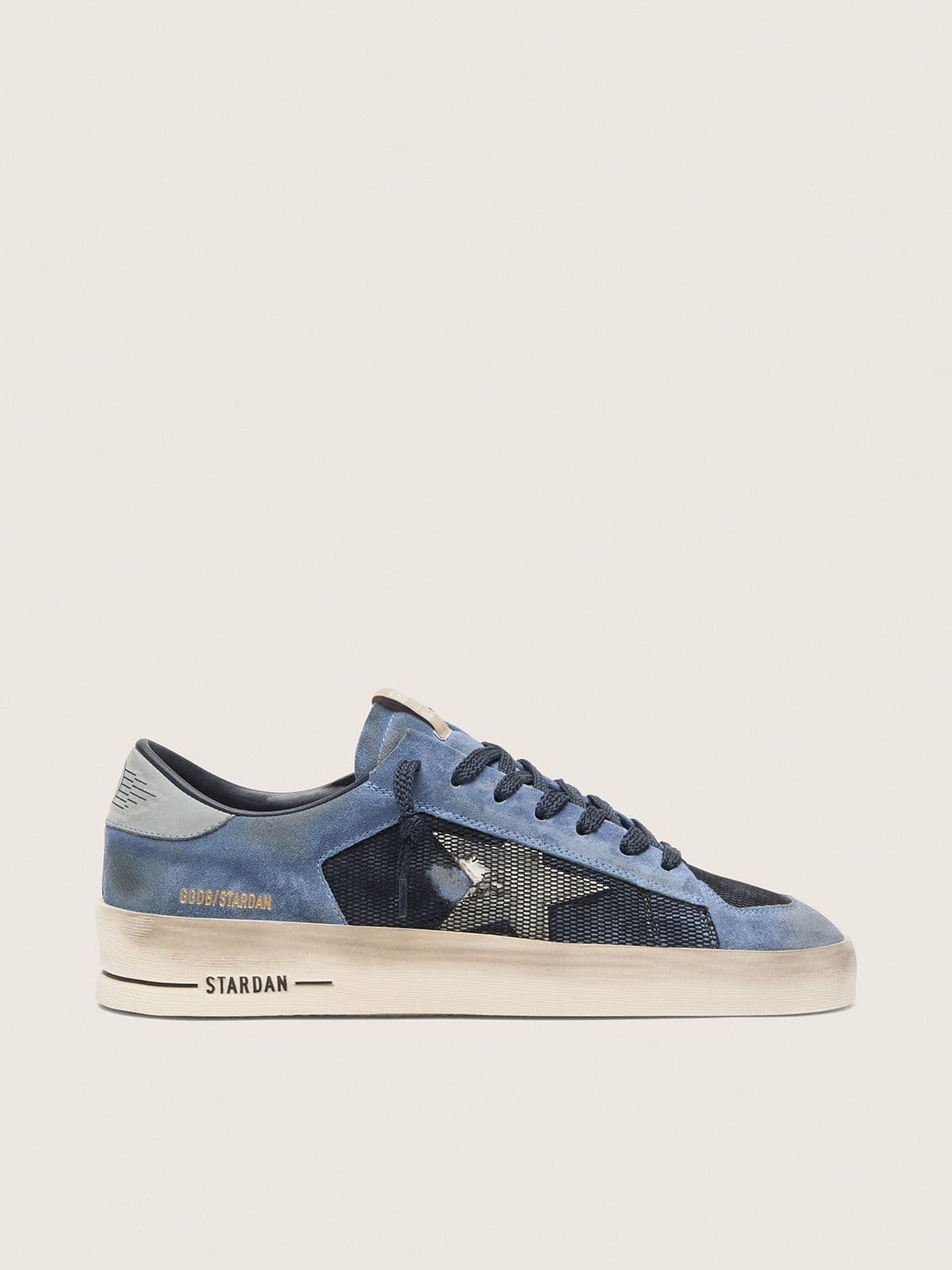 Golden Goose Stardan Uomo in Suede Blu con Stella Bianca
