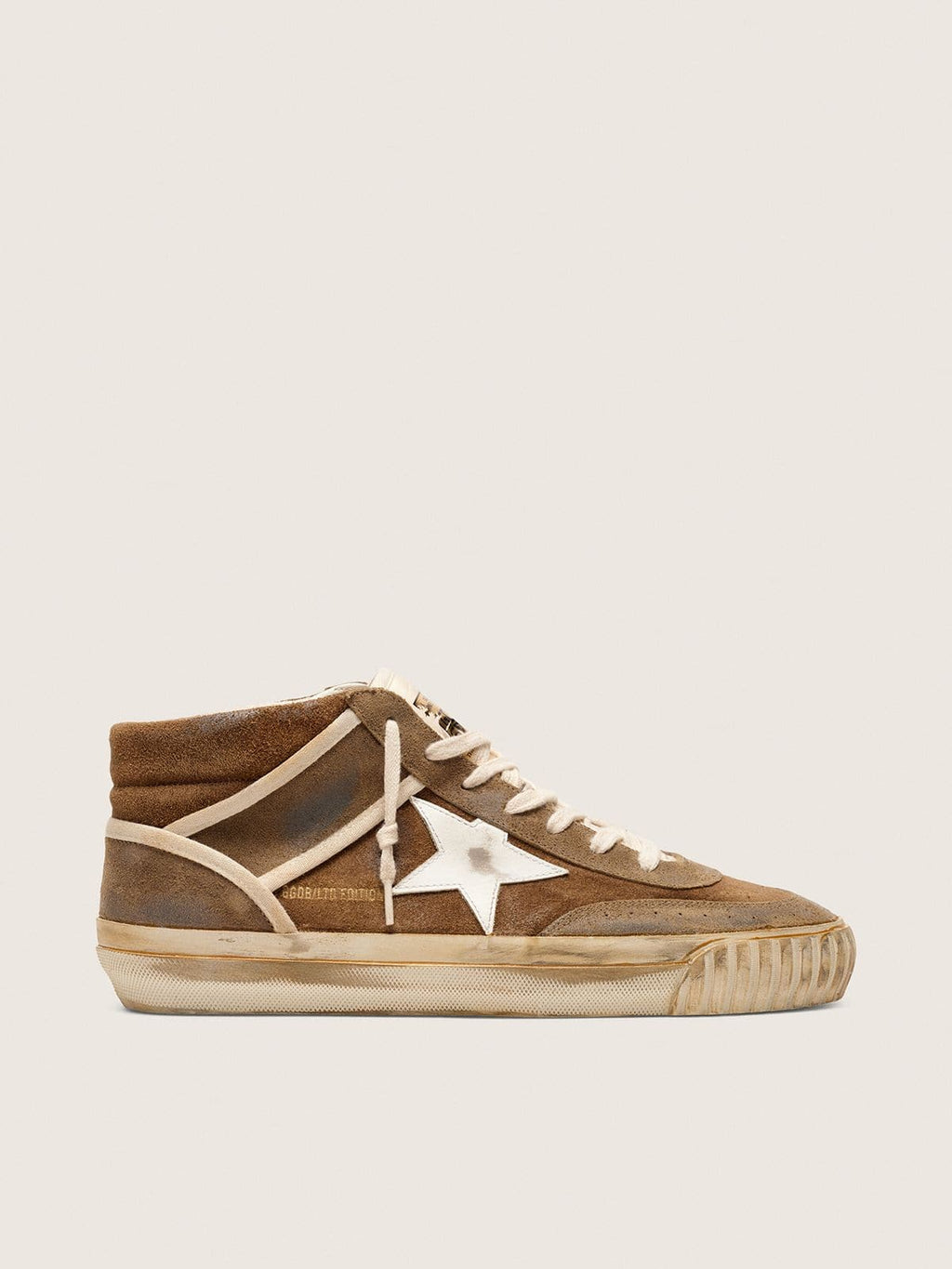 Golden Goose Mid Star Uomo Lab in Suede Color Ruggine con Stella in Pelle Bianca