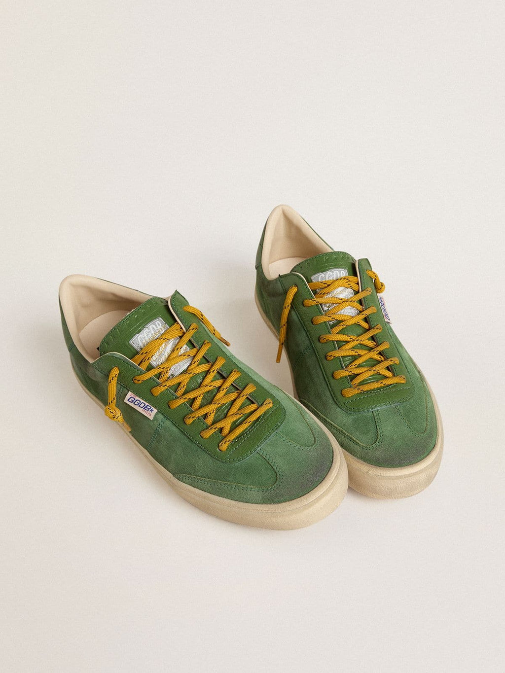 Golden Goose Soul Star Uomo in Suede Verde con Talloncino in Pelle Verde