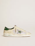 Golden Goose Stardan in Suede e Rete Bianchi con Stella e Talloncino in Pelle Verde