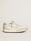 Golden Goose Marathon Uomo con Tomaia in Nylon Bianco e Stella Argento