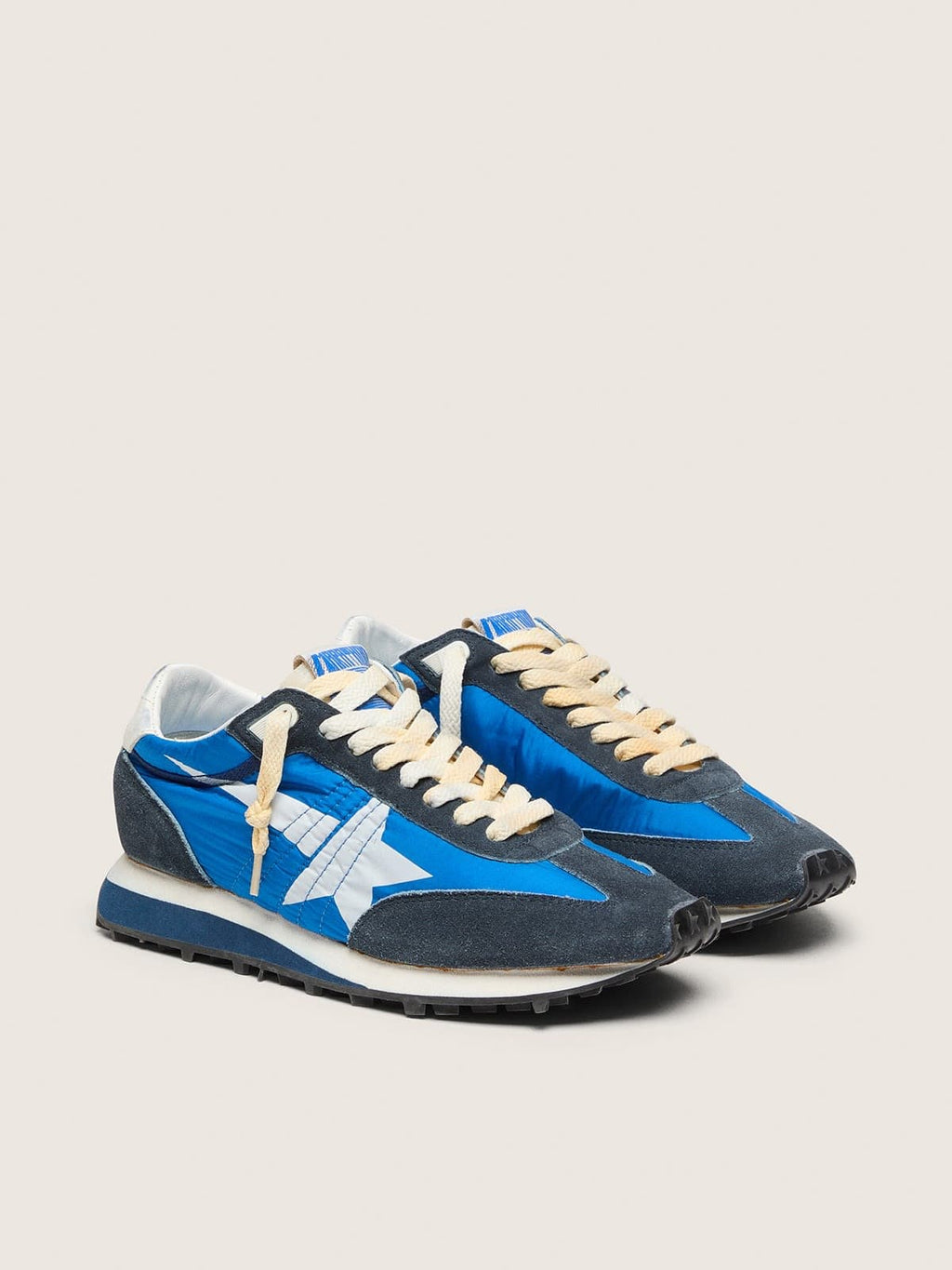 Golden Goose Marathon Uomo con Tomaia in Nylon di Colore Blu e Stella Bianca