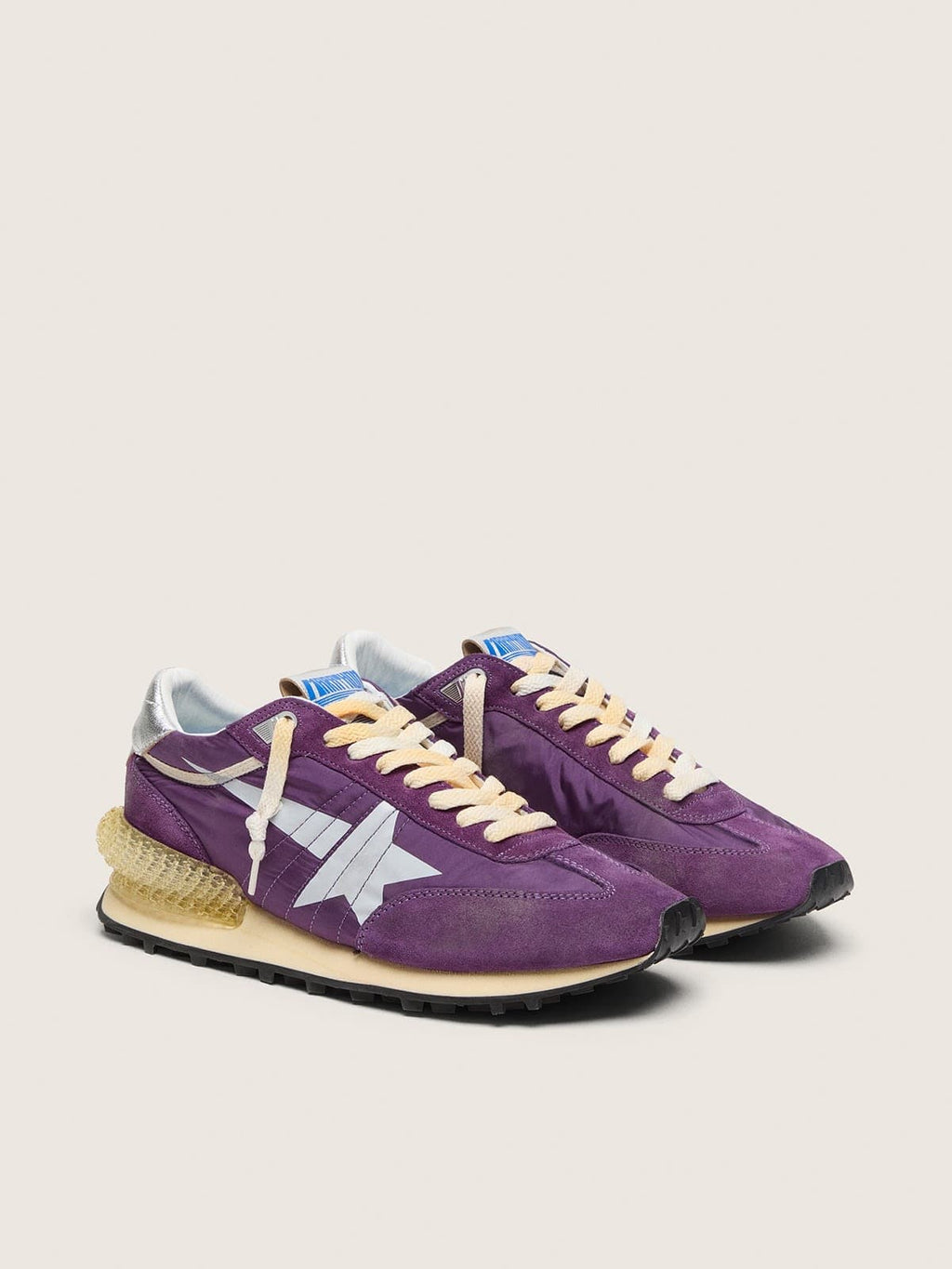 Golden Goose Marathon Uomo con Tomaia in Nylon Viola e Stella Bianca