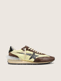 Golden Goose Marathon Uomo in Nylon Giallo Lime  con Stella Nera e Inserti in Suede Marrone