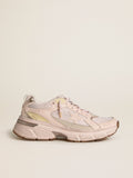 Golden Goose Lightstar Uomo in Tomaia in Pelle e Mesh Rosa e Stella Rosa