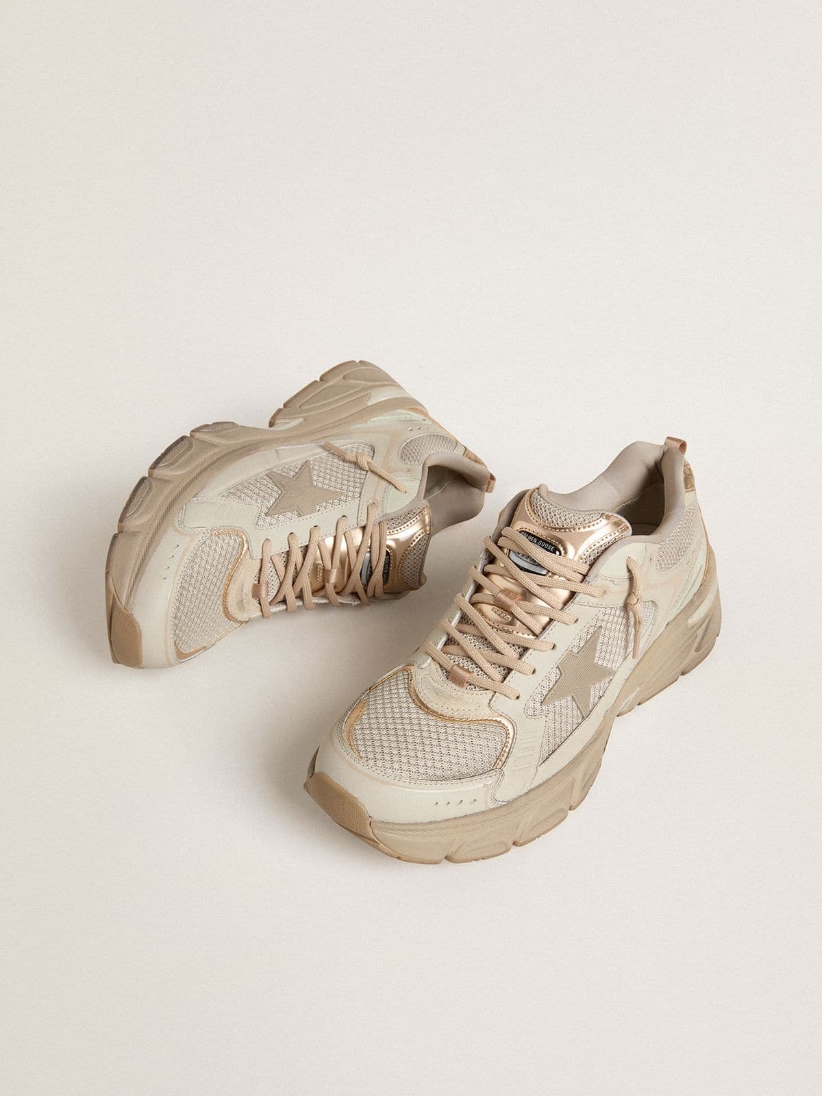 Golden Goose Lightstar Uomo in Pelle e Mesh Color Tortora e Stella in Tpu Beige
