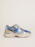 Golden Goose Lightstar Uomo  in Mesh Azzurro con Stella in Tpu Bianco e Inserti Bio Based Argento