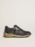 Golden Goose Dad Star Uomo in Pelle Crackl  e Naplak Neri con Stella e Talloncino Neri